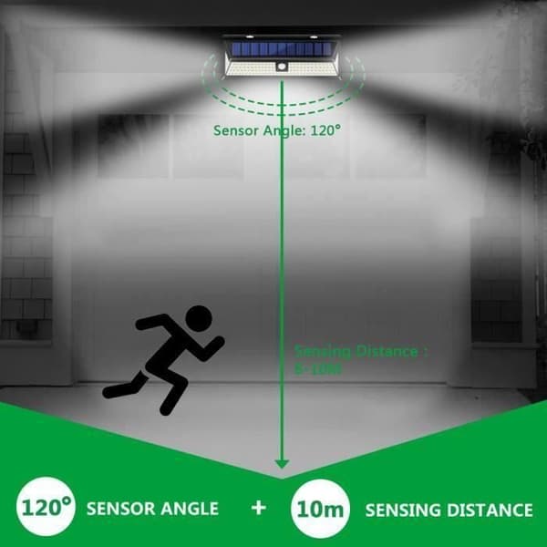 TEMPSA 118 LED Solar Vägglampa med Sensor IP65 Vattentät för trädgårds utomhusbelysning