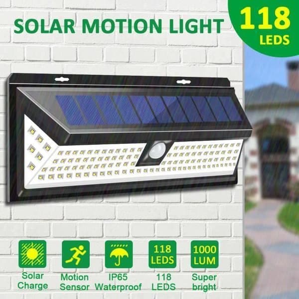TEMPSA 118 LED Solar Vägglampa med Sensor IP65 Vattentät för trädgårds utomhusbelysning