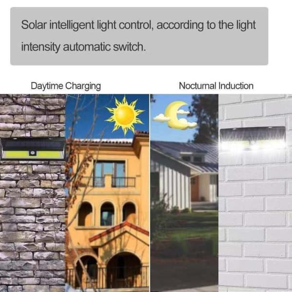 AUGIENB 118 LED Solar Light 1000 Lumen Vägglampa PIR Rörelsesensor IP65 Vattentät Utomhus Trädgård
