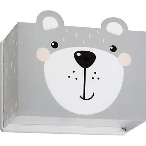 Dalber - Vägglampa för barn - Little Teddy - Björnmotiv, L 13 cm, H 22,5 cm, Grå