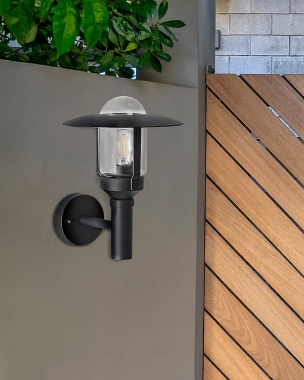 Vägglampa Utomhus Lampa Svart Lampett Metall Aluminium Glas Matt Modern Design Trädgård