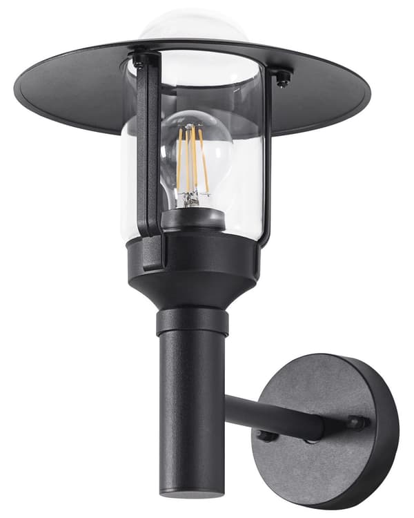 Vägglampa Utomhus Lampa Svart Lampett Metall Aluminium Glas Matt Modern Design Trädgård
