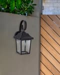 Miniatyrbild 4 av 7: Vägglampa Utomhus Lampa Svart Sconce Metall Järn Glas Matt Klassisk Design Uteplats Trädgård