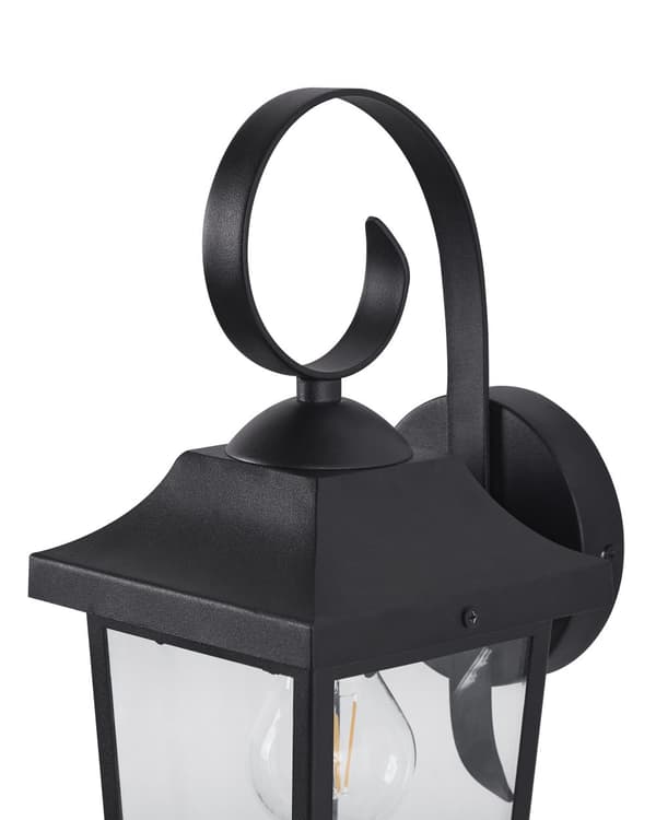 Vägglampa Utomhus Lampa Svart Sconce Metall Järn Glas Matt Klassisk Design Uteplats Trädgård
