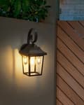 Miniatyrbild 2 av 7: Vägglampa Utomhus Lampa Svart Sconce Metall Järn Glas Matt Klassisk Design Uteplats Trädgård