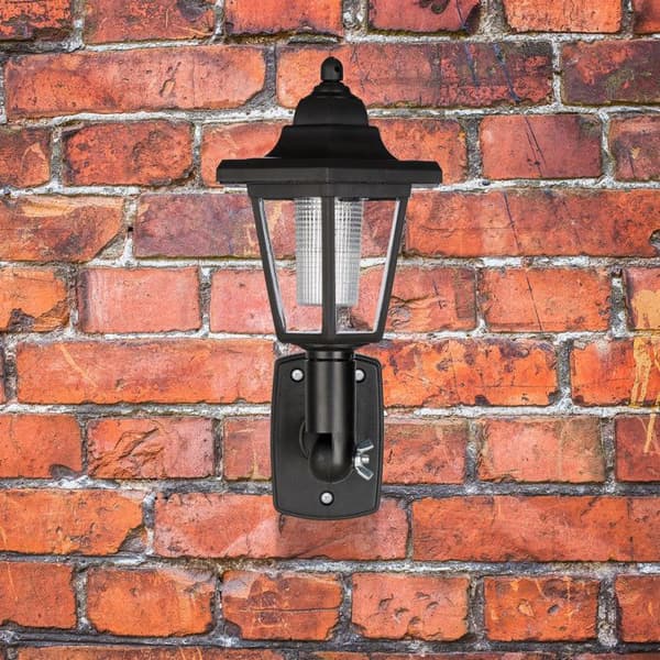 Relaxdays Solar LED-vägglampa, set med 2, Vintage Solar Wall Light, Trädgård, Solar Lantern, Vattentät, Svart