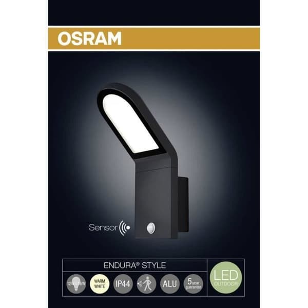 LED-vägglampa utomhus med rörelsedetektor - LEDVANCE - ENDURA® STYLE WALL L - 6W - Grå - Metall