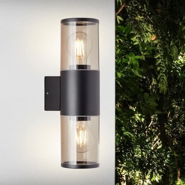 SERGIORO utomhusvägglampa - BRILLIANT - frostad svart - 2xE27 20W - aluminium/plast - IP44