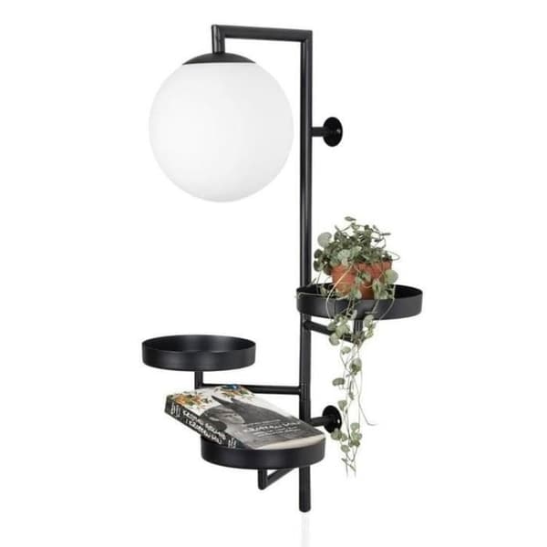 ASTORIA-Vägglampa med hyllplan H62cm Black Globen Lighting - designad av Anna Landerholm