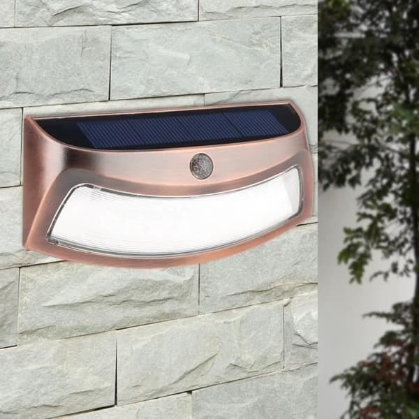 Solvägglampa-5 LED-ljus solenergi-Utomhusarmatur PR trädgårdar, terrasser, stigar, trappor-Varmvit OK32