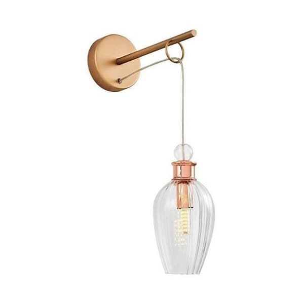Vägglampa - HOMEMANIA - Parf - Guld, Transparent - Metall, Glas - 10x23x40 cm