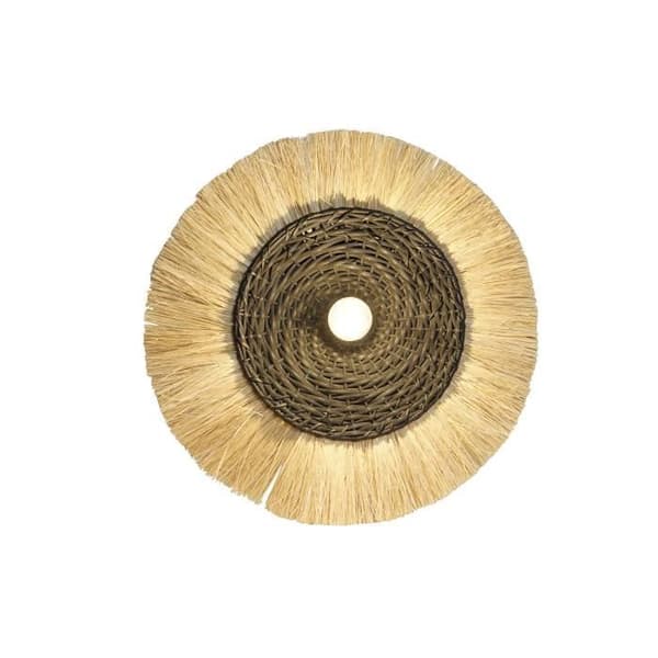 vägglampa naturligt svart kolonialjärn 220 v 25 w jute (42 x 9 x 42 cm)