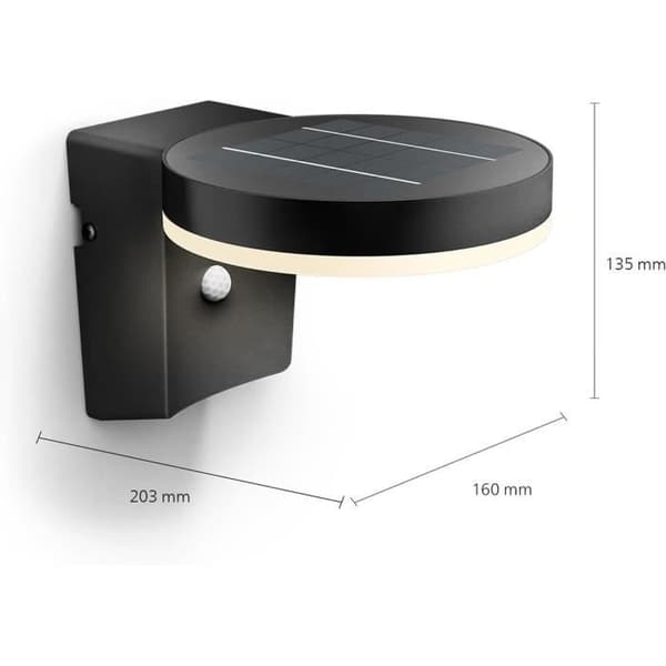 Utomhus solarmarkering - Philips - Zonal - Rörelsedetektor - 1.3 W - Svart