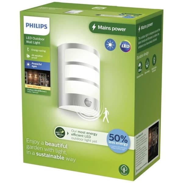 LED-vägglampa utomhus med rörelsedetektor Philips Python 8720169263772 Effekt: 3,8 W varmvit