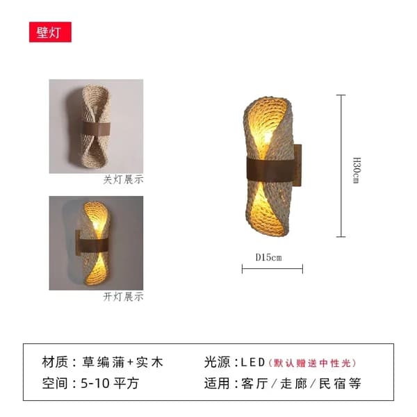 Seinävalaisin, japanilainen retrodesign, LED-valonlähde,Lämmin valkoinen, 1 seinävalaisin, 100-260V
