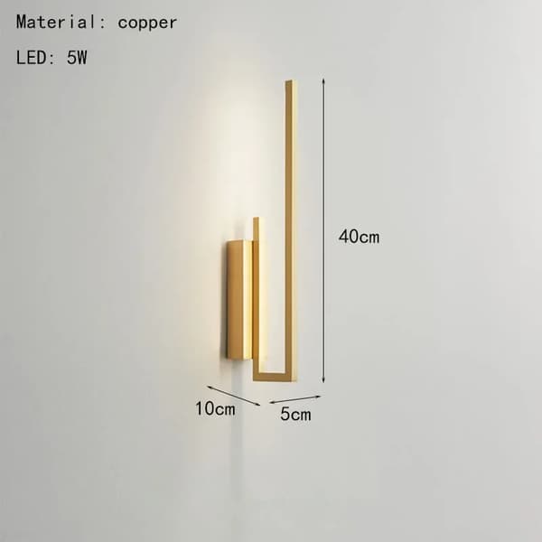 Minimalist Væglampe, Moderne Kobberdesign, Op- og Nedadgående Skærmretning,Guld, Foranderlig
