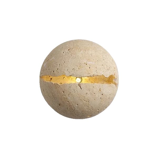 Natursten Væglampe, Creme Gul Farve, Art Deco Stil,Gul travertin, Trichromatisk lys, D20XW16CM