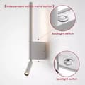 Miniatyrbild 2 av 2: Modern LED-vägglampa, oberoende strömbrytare, justerbar strålningsvinkel,naturljus 4000K, Vit