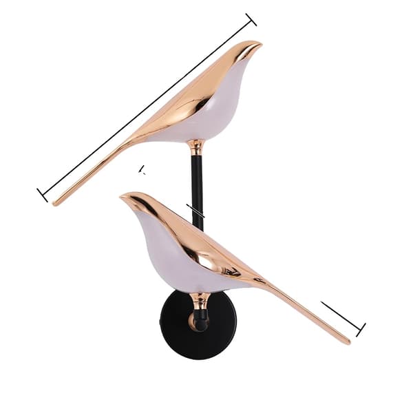 Fågelvägglampa, LED-ljuskälla, Elegant guldfinish,föränderlig, 2 fåglar