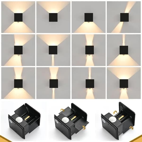 LED 12W vägglampa, justerbar strålvinkel, vattentät IP65, utomhusbelysning, 3000K, lämplig för inomhus/utomhus