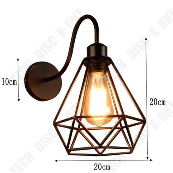 TD® iDEGU Set med 2 svart järn Metall Diamantformad vägglampa, smidesbur Lampskärm Ljuskrona Industriell retrolampa E27 för Cu