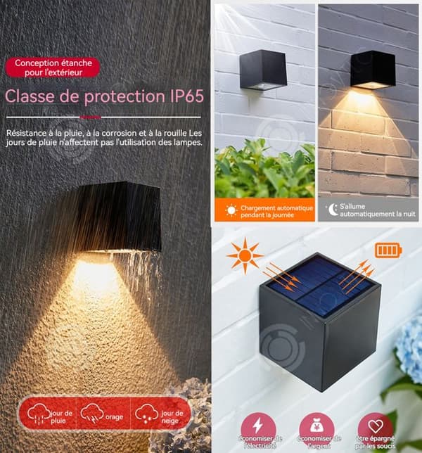 INN Vägglampa 2 st IP44 Liten Enkel Fyrkantig Vägglampa 800mAh Vattentät Vägglampa för Korridor Trädgård Innergård Utomhus Vägglampa