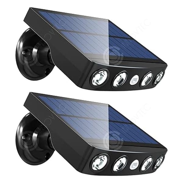 INN utomhussolarlampa 2st 4w 1200MAH utomhussolsensorlampor med rörelsesensor LED-lampor IP65 svart
