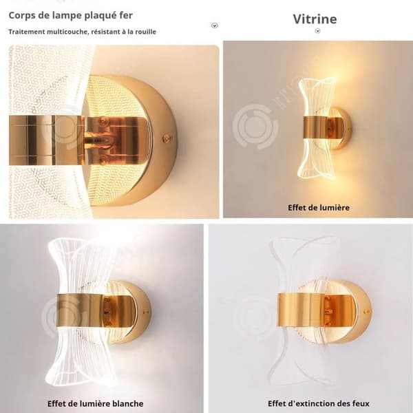 INN Scandinavian Led Vägglampa för Sovrum Gold Leaf Tre färgskiftande ljus Modern sänglampa