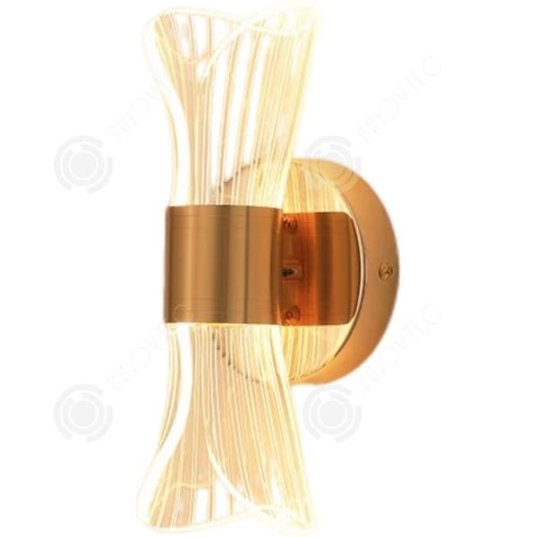 INN Scandinavian Led Vägglampa för Sovrum Gold Leaf Tre färgskiftande ljus Modern sänglampa
