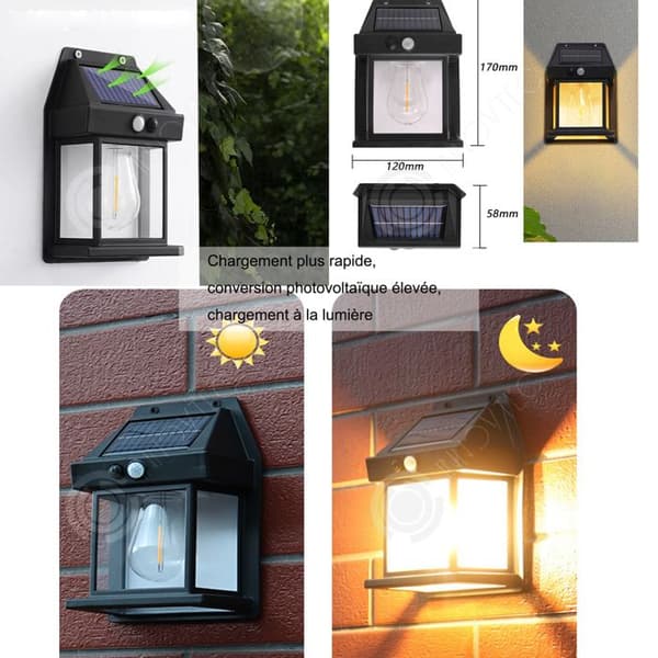 INN Solar lampa 2 st med 3 ljuslägen IP65 solar vägglampa med smart sensor för trädgård uteplats korridor solar beacon