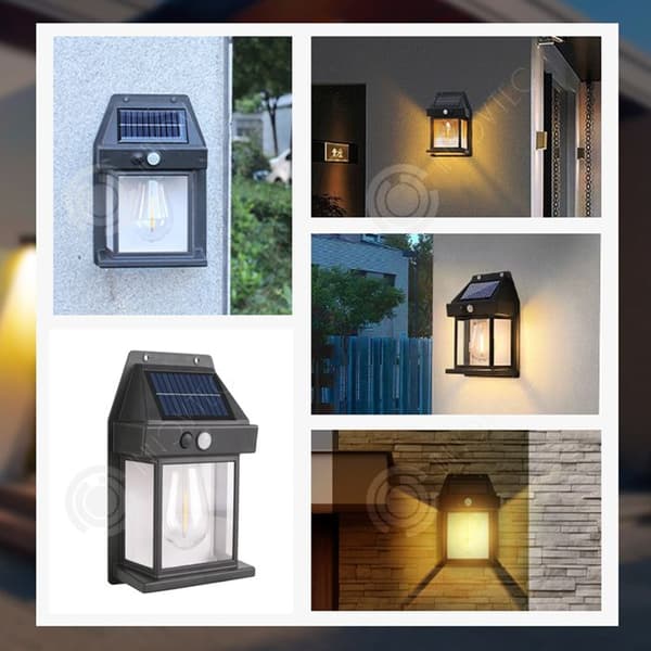 INN Solar lampa 2 st med 3 ljuslägen IP65 solar vägglampa med smart sensor för trädgård uteplats korridor solar beacon
