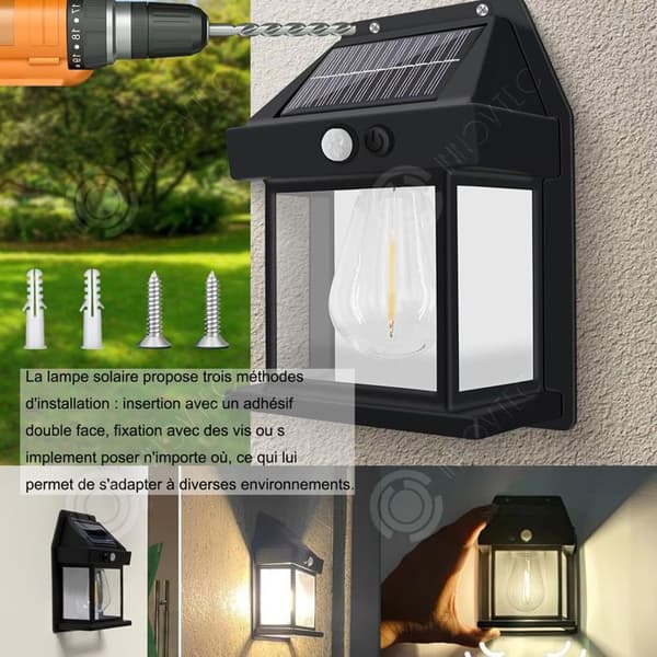 INN Solar lampa 2 st med 3 ljuslägen IP65 solar vägglampa med smart sensor för trädgård uteplats korridor solar beacon