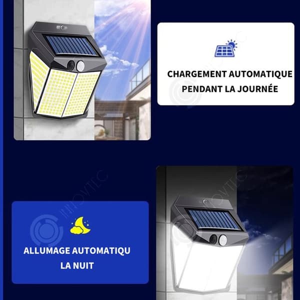 INN Outdoor Solar Lamp 230 LED för utomhus med rörelsesensor IP65 Vattentät 3 lägen för trädgårdsvägg Energibesparing