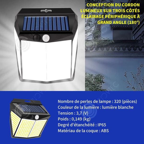 INN Outdoor Solar Lamp 230 LED för utomhus med rörelsesensor IP65 Vattentät 3 lägen för trädgårdsvägg Energibesparing