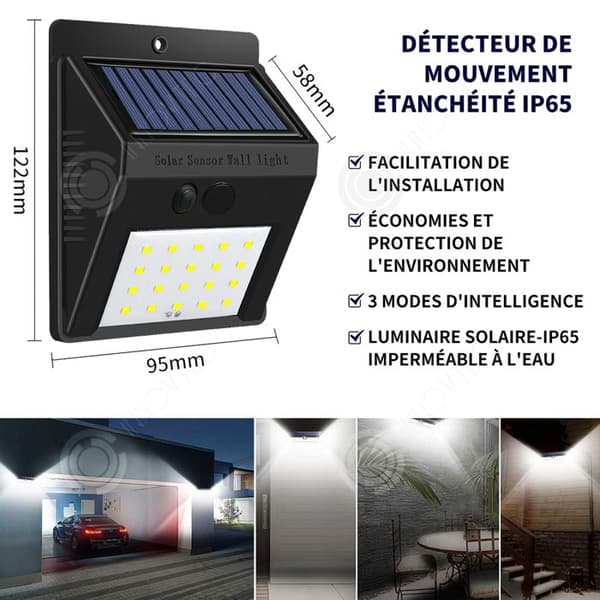 INN Outdoor Solar Lamp 230 LED för utomhus med rörelsesensor IP65 Vattentät 3 lägen för trädgårdsvägg Energibesparing