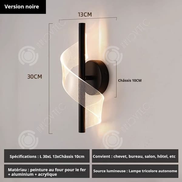 INN Skandinavisk led vägglampa för sovrum svart 8w tre färgs växlande ljus modern sänglampa