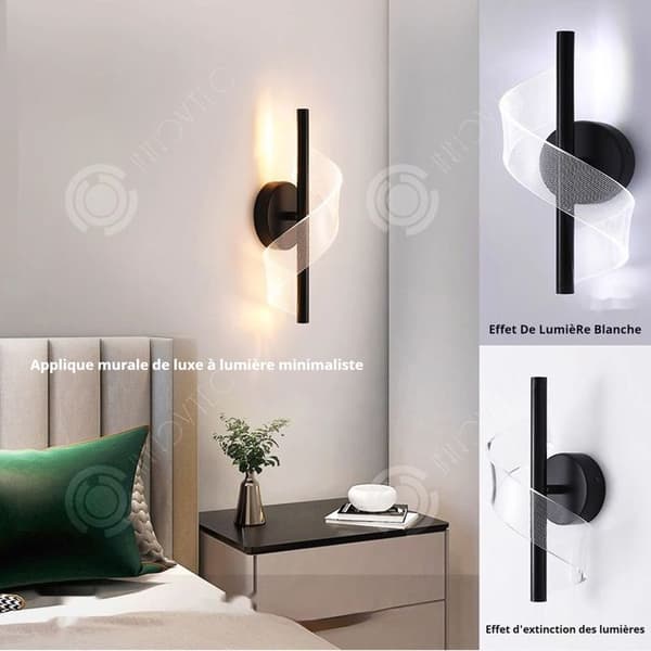 INN Skandinavisk led vägglampa för sovrum svart 8w tre färgs växlande ljus modern sänglampa