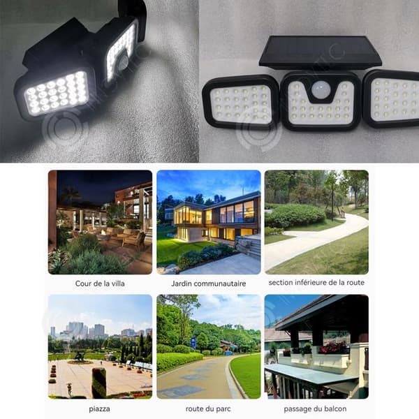 INN Utomhus Solar Light Induktionslampa Roterande Vägglampa Innergårdslampor Trädgård Street Light Solar Spotlight IP65 2.4v