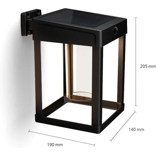 Philips Lighting Camill 8720169263918 Vägglampa utomhus med rörelsedetektor 1,4 W varmvit svart