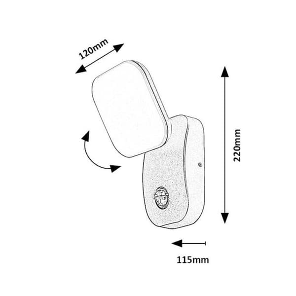 Rabalux lampa, vägglampa, utomhus, LED 12W, rörelsesensor, IP44, Odiel