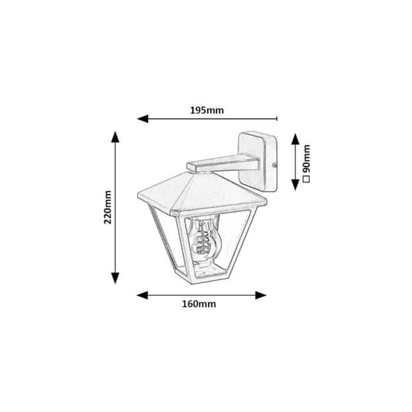 Utomhusvägglampa - RABALUX - Skärm - IP44 - 1xE27 - Aluminium och glas - Svart