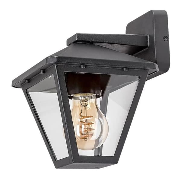 Utomhusvägglampa - RABALUX - Skärm - IP44 - 1xE27 - Aluminium och glas - Svart