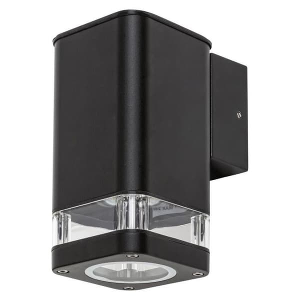 Utomhusvägglampa i aluminium och plast Rabalux Sintra GU10 1×Max 25W IP44 80×155 mm - matt svart - 9x16,5x12 cm