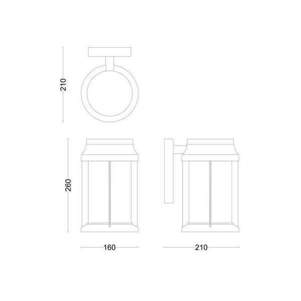 Utomhusvägglampa - PHILIPS - BELLINI - E27 - IP44 - Aluminium, Glas - Svart
