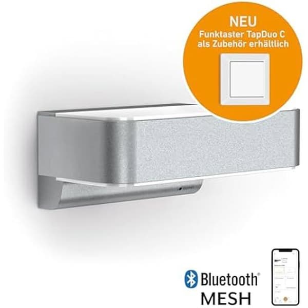 Steinel väggapplikation LED utomhus L 810 SC silver, smart utomhusbelysning, rörelsesensor 160° iHF, Up/Downlight,
