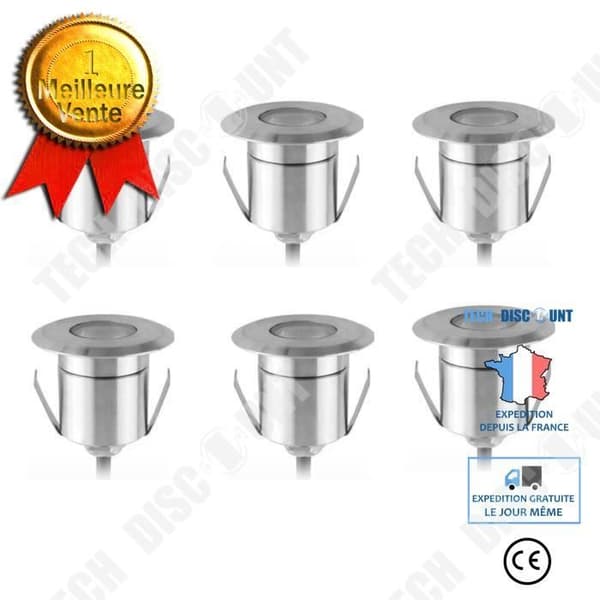 TD® Set med 6 led infälld spotlight varmvit underjordisk utomhusbelysning terrass trädgård takgång trappa uteplats minilampa