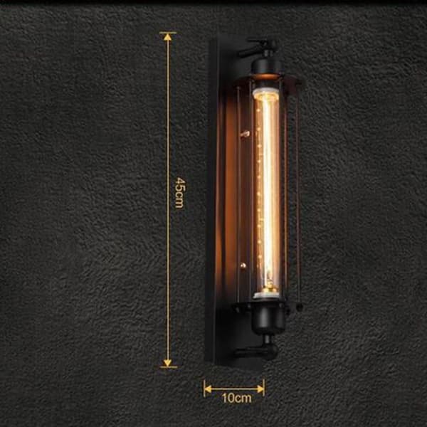 TD® Vägglampa 1 Pack Retro Industrial Black Metal Edison Flute Vägglampa