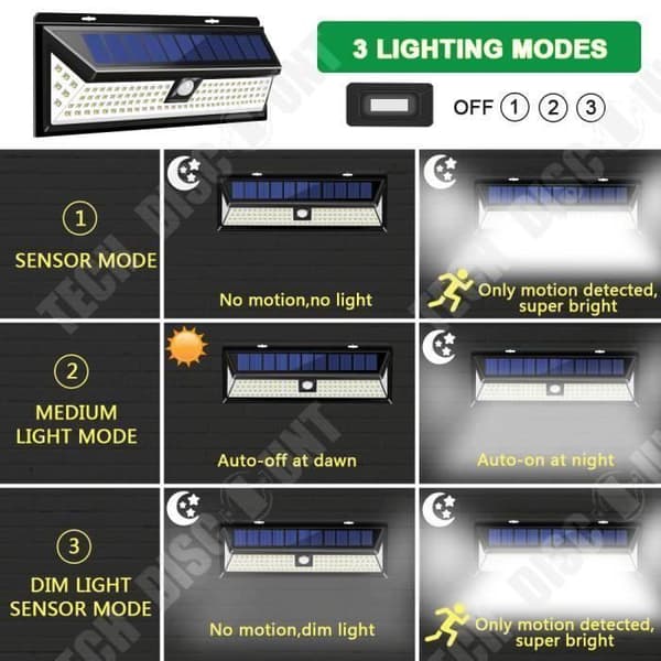 TD® 118 LED Solar Vägglampa med Sensor IP65 Vattentät för trädgårds utomhusbelysning