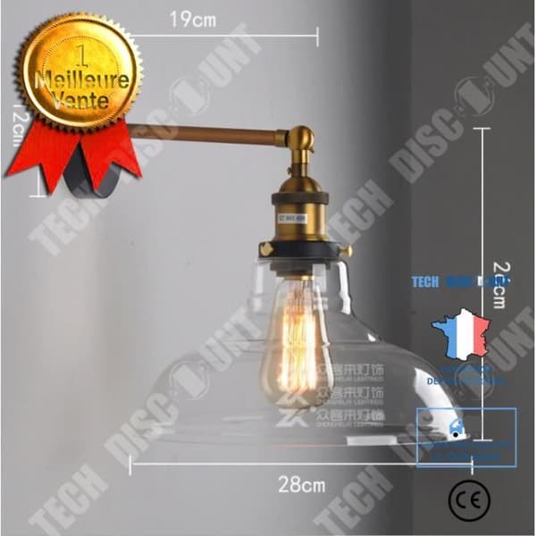 TD® SPLINK Retro vägglampa E27 - Industriell stil - Justerbar - Mässingsfinish