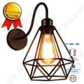 Miniatyrbild 1 av 4: TD® UNI Industrivägglampa E27 16cm - Retro Diamantbur - Svart metall